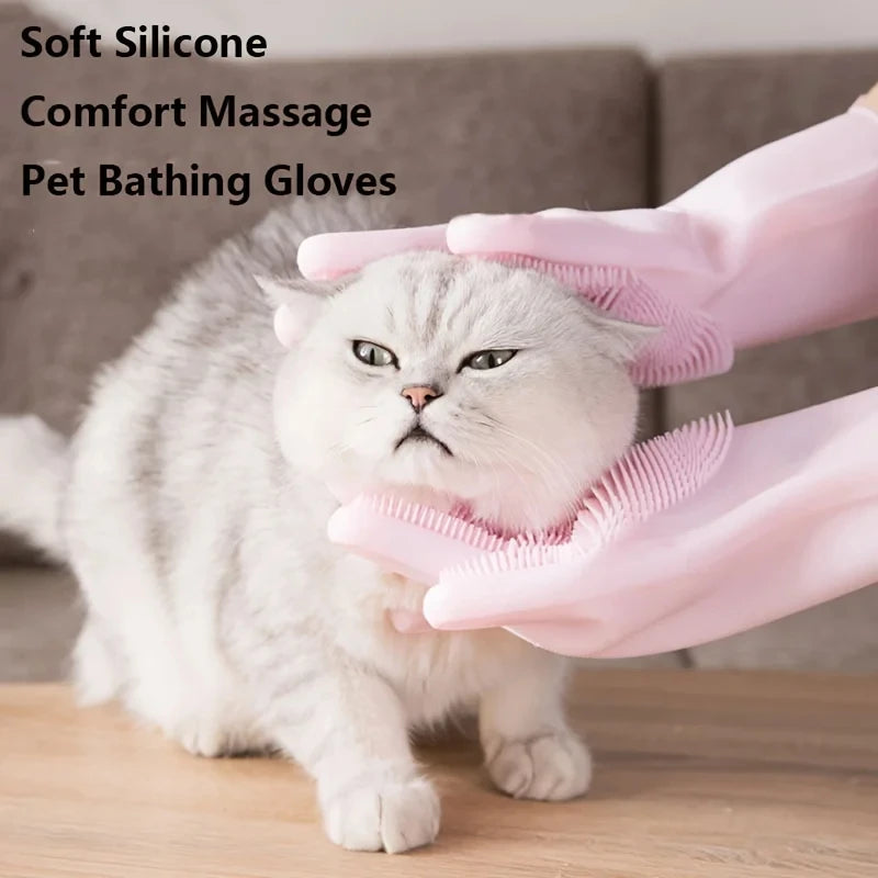 🐾 Pet Grooming Glove — Silicone Massage & Deshedding Brush for Cats & Dogs