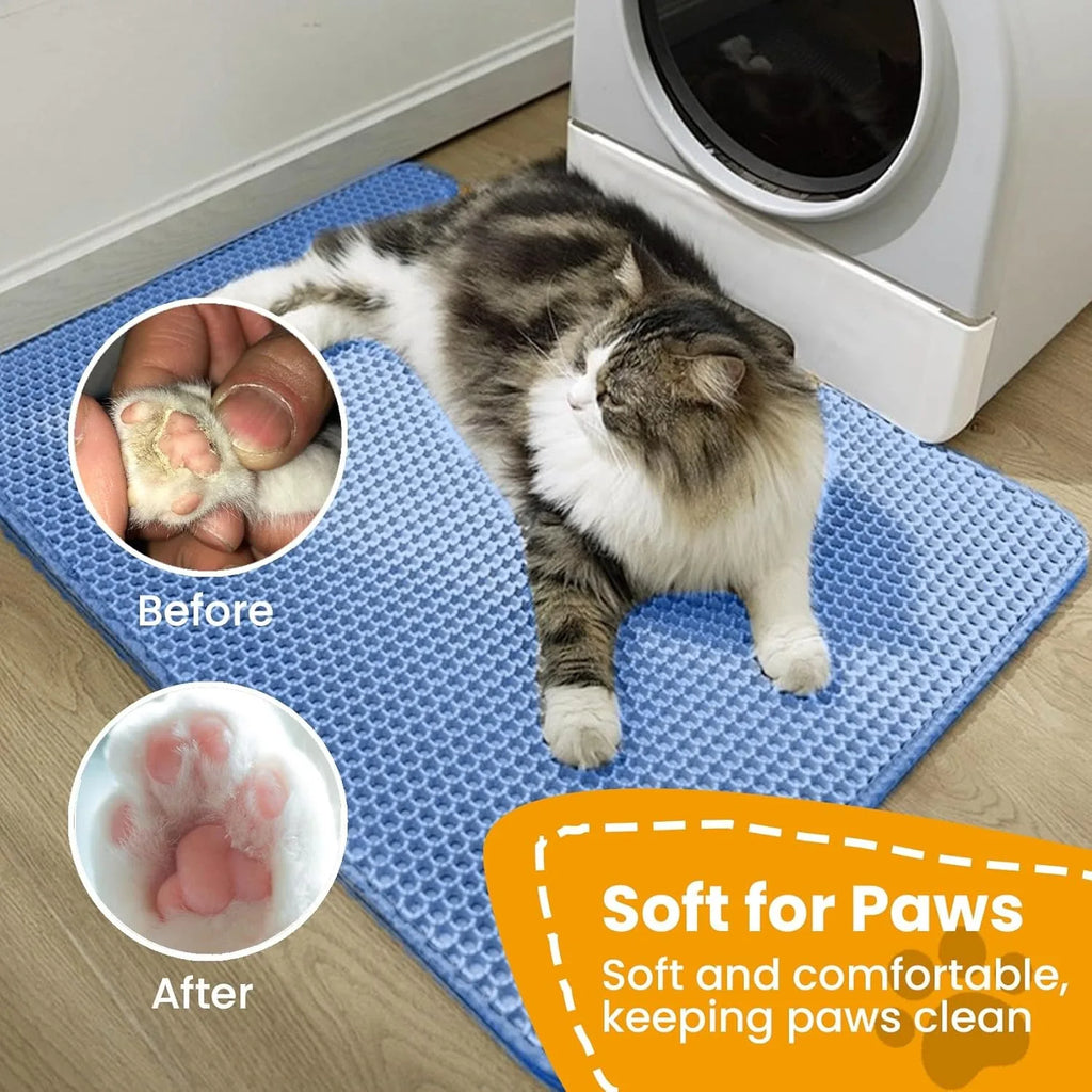 🐱 Cat Litter Mat — Double Layer Honeycomb, Waterproof & Non-Slip | All Sizes