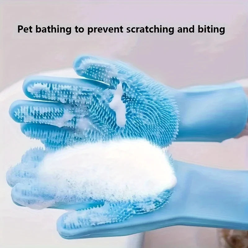 🐾 Pet Grooming Glove — Silicone Massage & Deshedding Brush for Cats & Dogs