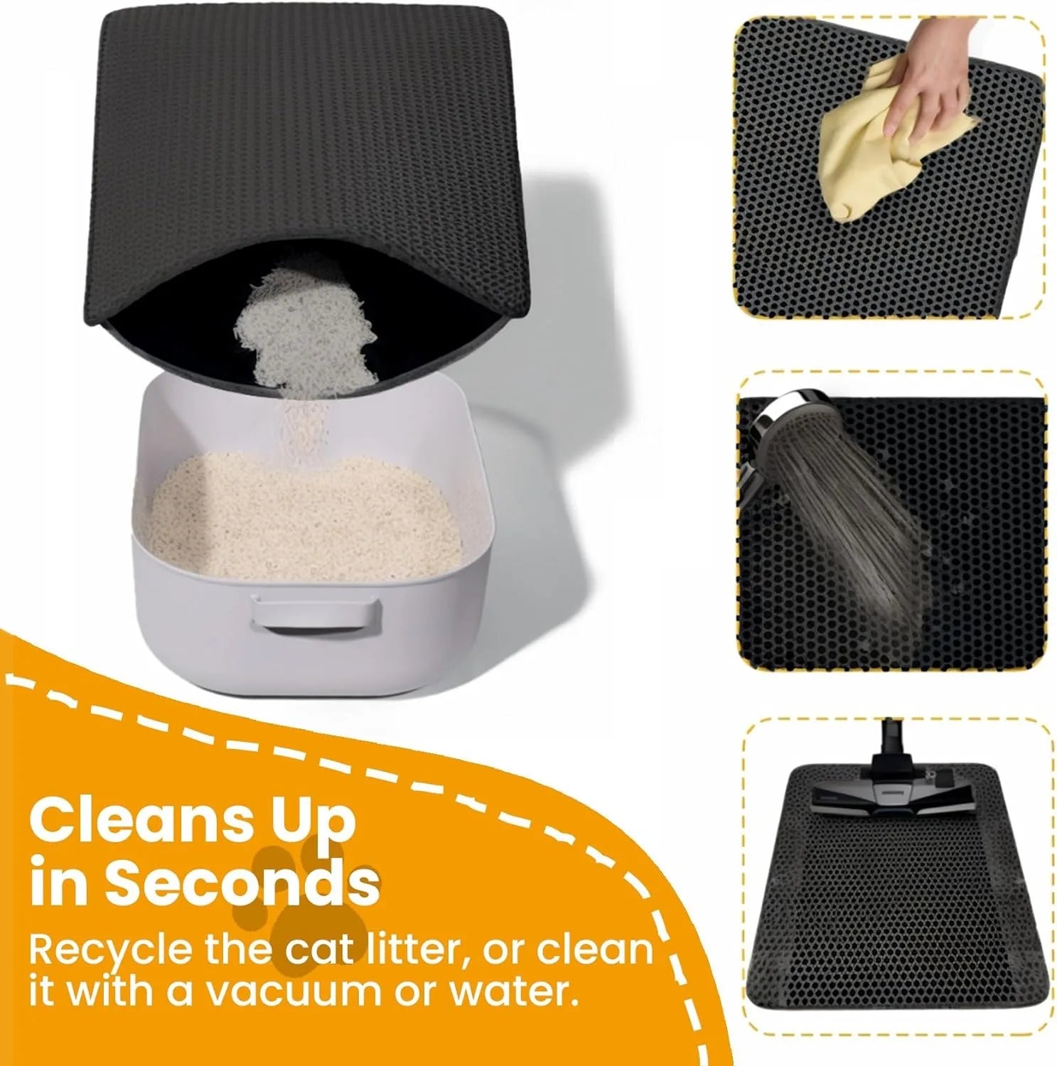 🐱 Cat Litter Mat — Double Layer Honeycomb, Waterproof & Non-Slip | All Sizes