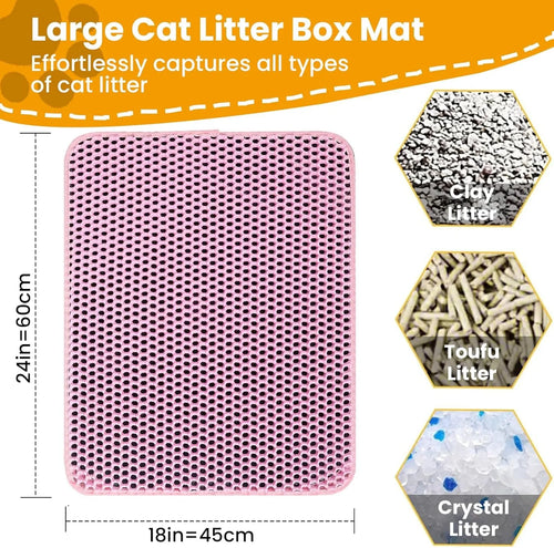 🐱 Cat Litter Mat — Double Layer Honeycomb, Waterproof & Non-Slip | All Sizes