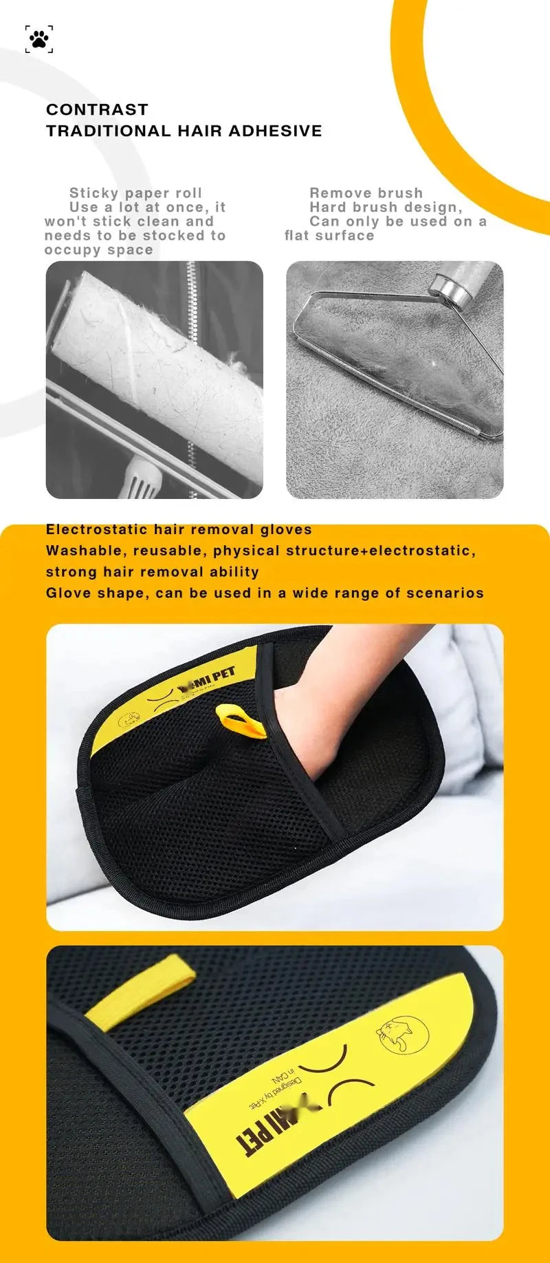 🧤 Pet Hair Remover Glove — Electrostatic Two-Way Brush for Cats, Dogs & Furniture