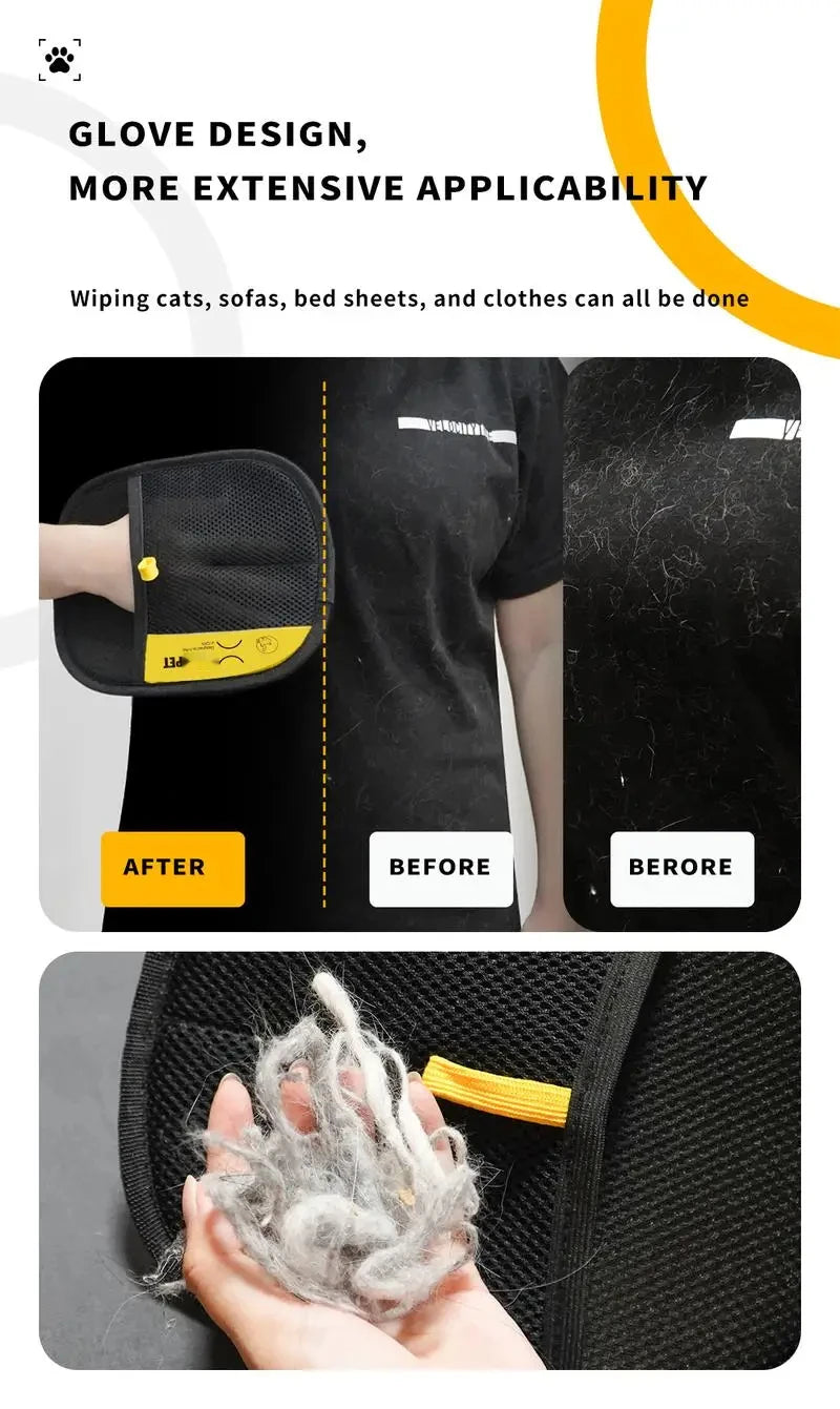 🧤 Pet Hair Remover Glove — Electrostatic Two-Way Brush for Cats, Dogs & Furniture